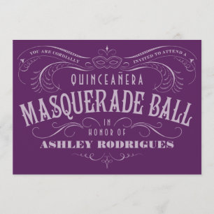 Invitations masquées de Quinceanera violet