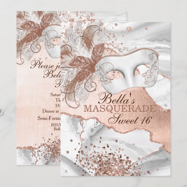 Invitations Masquerade Anniversaire (Devant / Derrière)