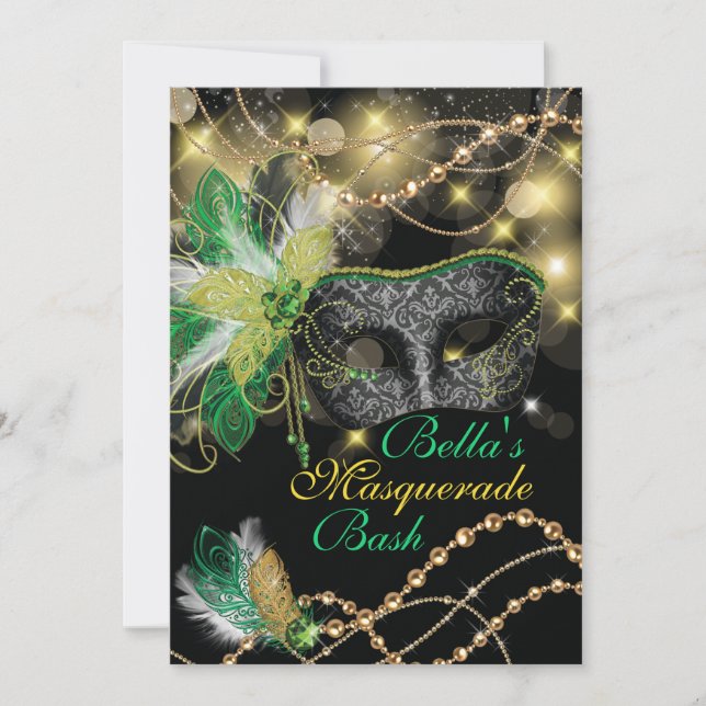 Invitations Masquerade Birthday Event Party (Devant)