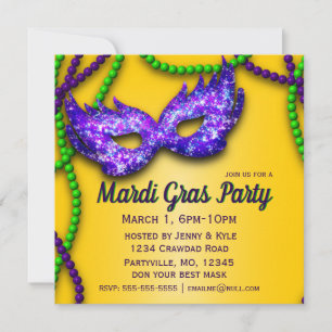 Invitations Masquerade Party Purple Mask