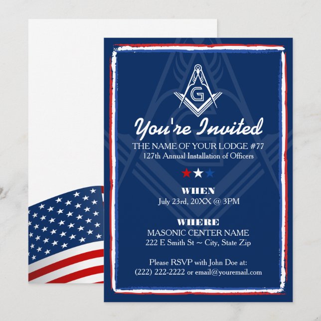Invitations mathématiques patriotiques | Blanc rou (Devant / Derrière)