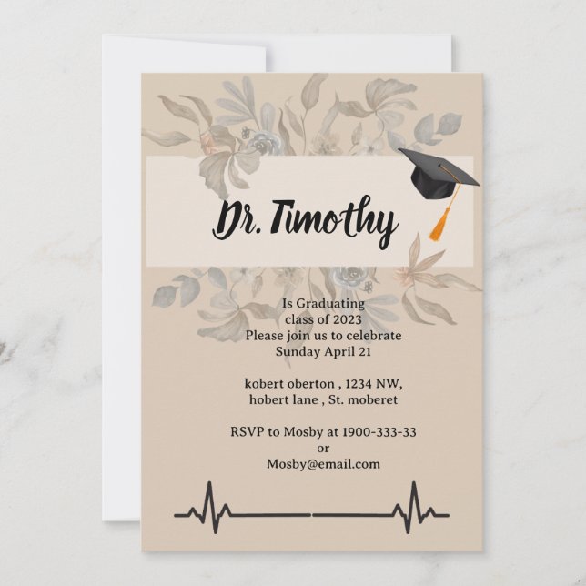 Invitations Médicales modifiables pour les diplômé (Devant)