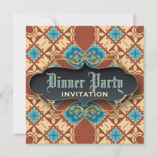 Invitations médiévales Batik Tartan Dîner