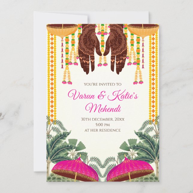 Invitations Mehndi comme invitation Digital Dholki (Devant)