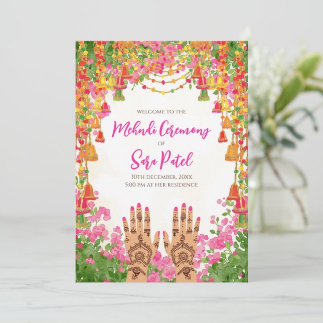 Invitations Mehndi & invitations Mehndi mariage hi (Debout devant)