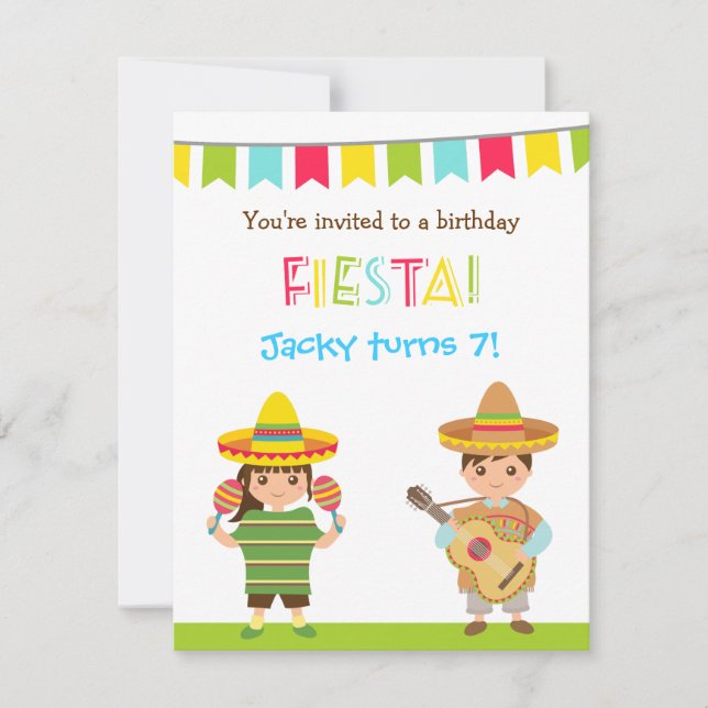 Invitations mexicaines colorées d'anniversaire de (Devant)