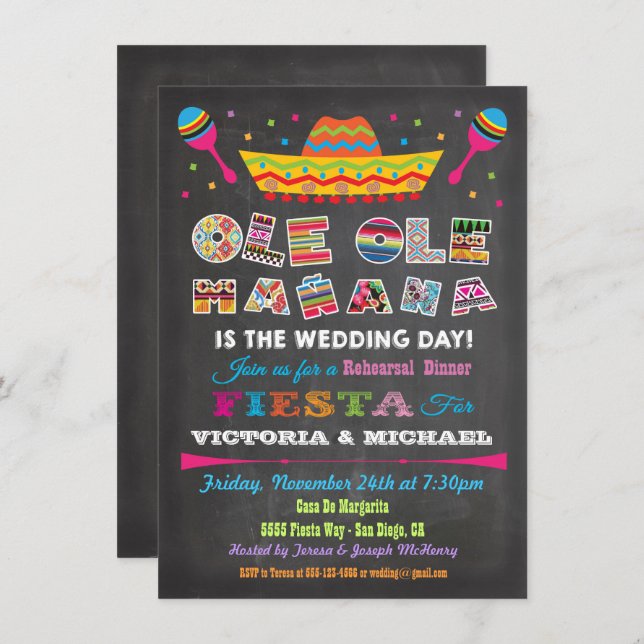 Invitations mexicaines de la répétition du dîner (Devant / Derrière)