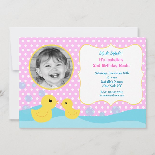 Invitations mignonnes d'anniversaire de photo de (Devant)