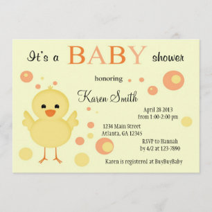 Invitations mignonnes de baby shower - poussin