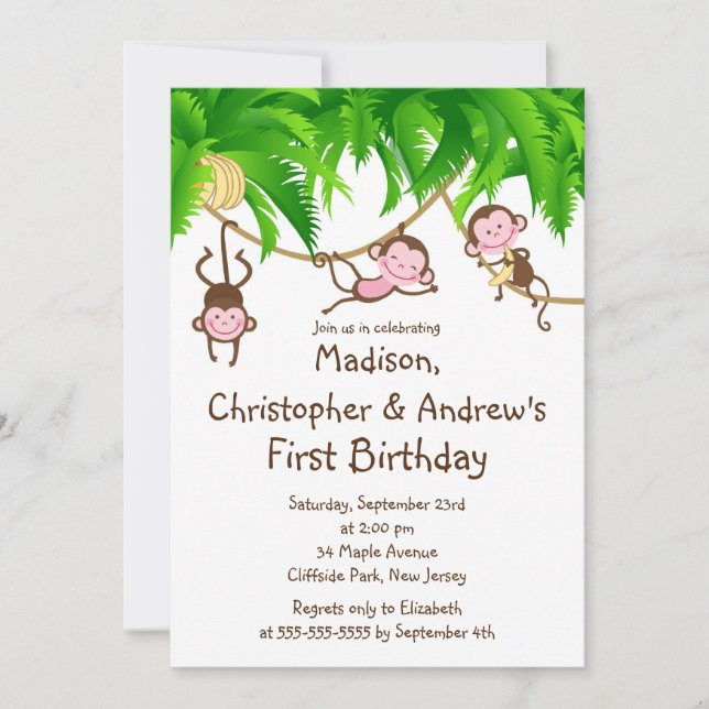 Invitations mignonnes de fête d'anniversaire de (Devant)