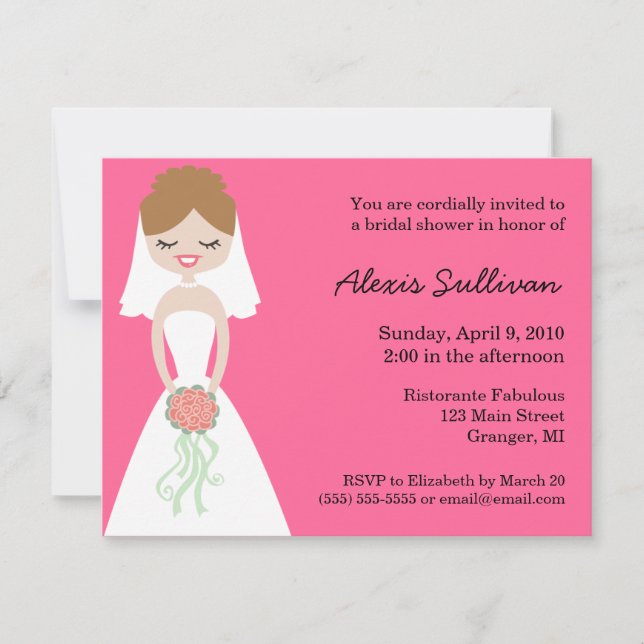 Invitations mignonnes de Fête de la mariée de (Devant)