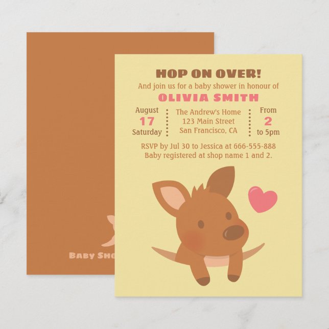 Invitations mignonnes de partie de baby shower de (Devant / Derrière)