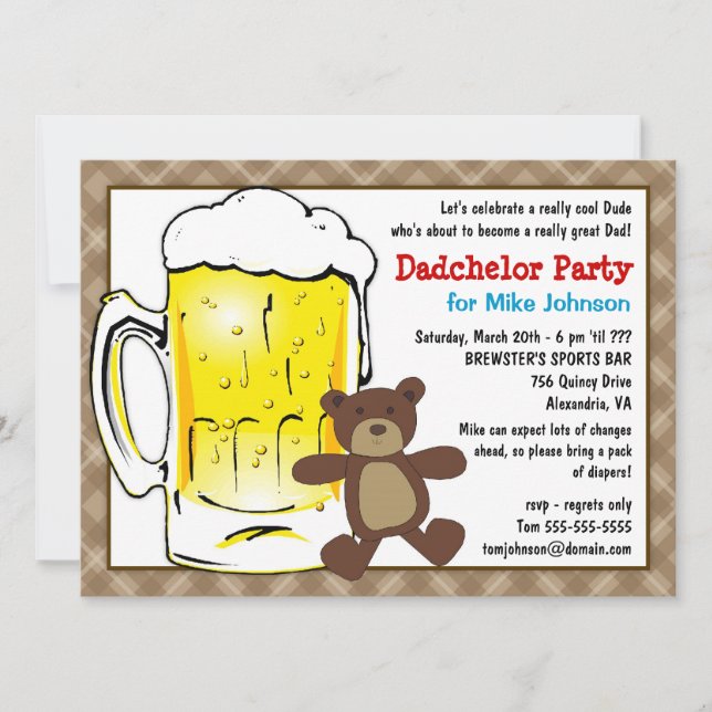 Invitations mignonnes de partie de Dadchelor - (Devant)