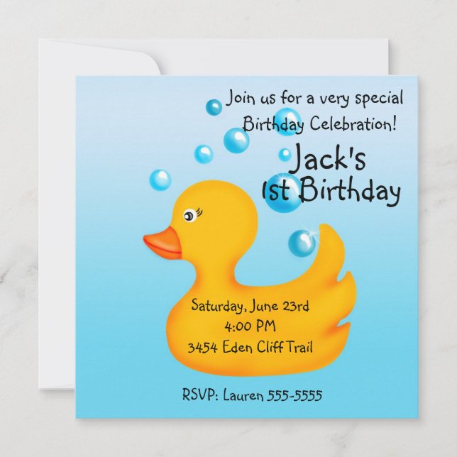 Invitations mignonnes en caoutchouc d'anniversaire (Devant)