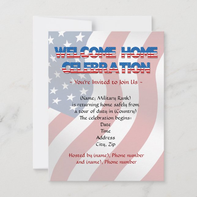 Invitations militaires à la maison bienvenues (Devant)