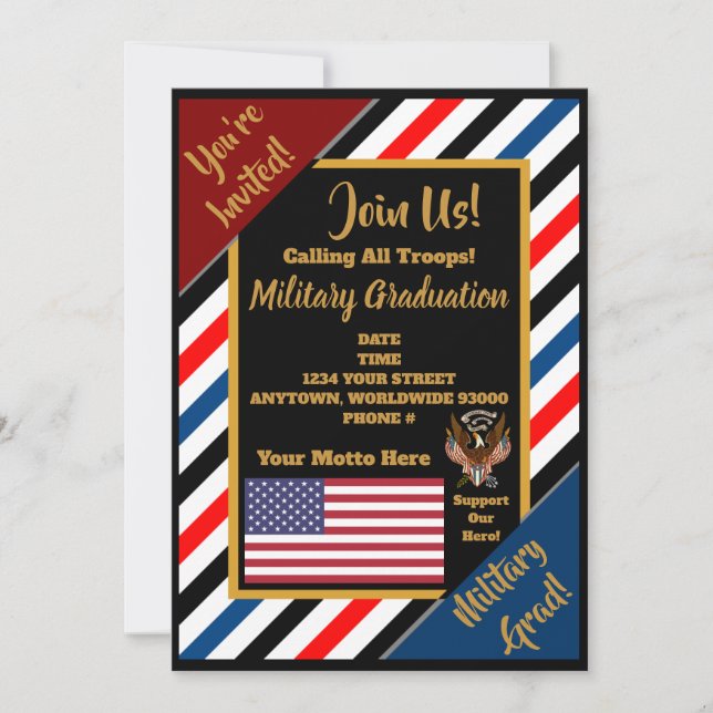 Invitations militaires entièrement personnalisable (Devant)