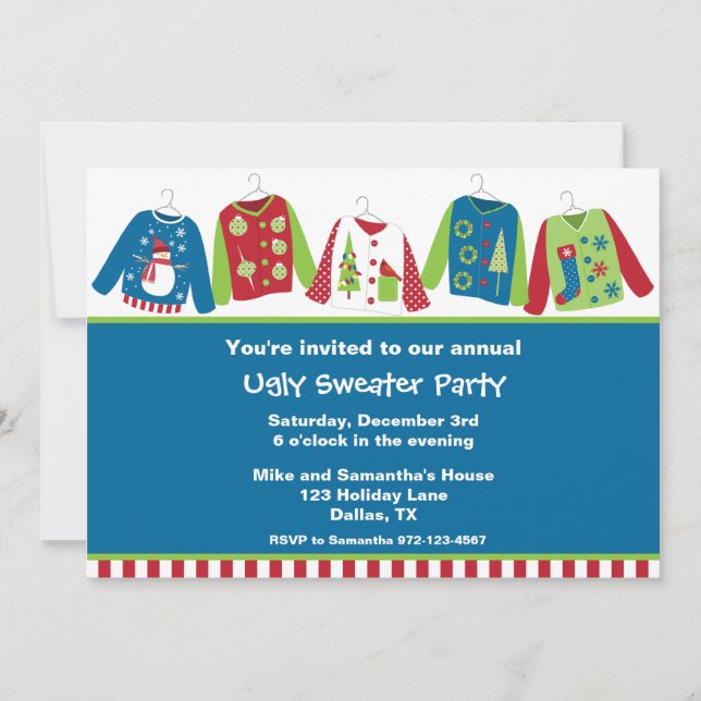 Invitations moches de Noël Sweater Party (Devant)