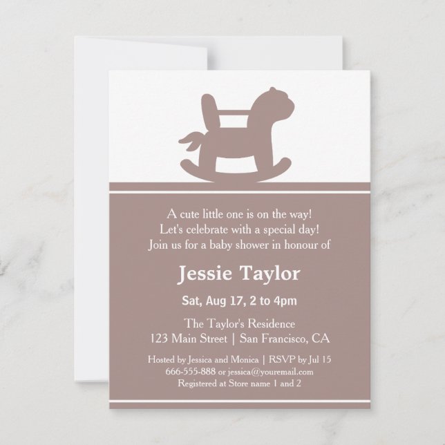 Invitations modernes de baby shower de cheval de (Devant)