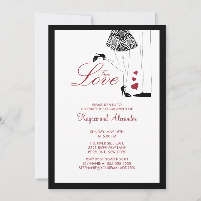 Invitations modernes de fiançailles de couples (Devant)