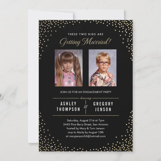 Invitations modernes de fiançailles d'étincelle (Devant)