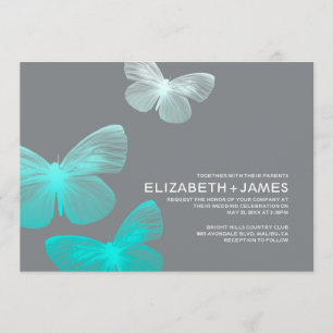 Invitations modernes de mariage de papillon
