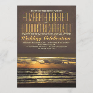 Invitations modernes de mariage de plage avec la