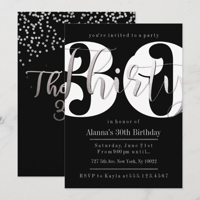 Invitations modernes pour le 30e anniversaire (Devant / Derrière)