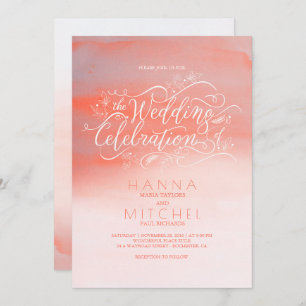 Invitations modernes roses de mariage de
