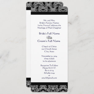 Invitations Monogramme Black Mariage damassé