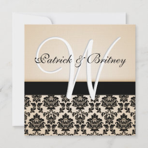 Invitations Monogrammes Ivory et Black Mariage dam