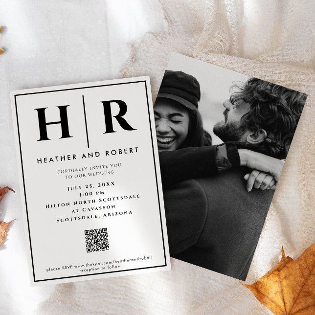 Invitations Monogrammes Simple Avec Code QR (Créateur téléchargé)