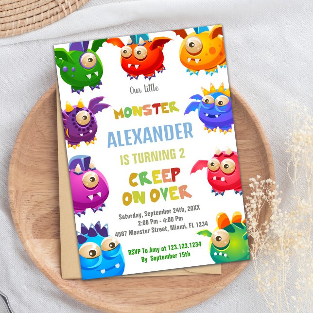 Invitations Monster Anniversaire, Monstres Volant (Monster Birthday Invitations, Fly Monsters Invitation)