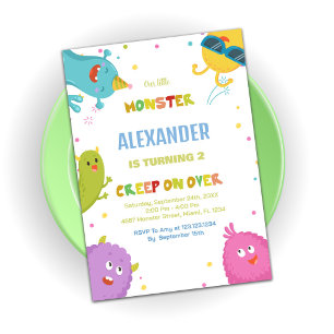 Invitations Monster Anniversaire Vert clair