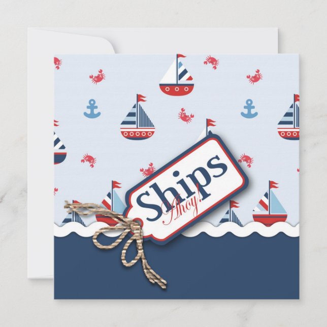 Invitations nautiques de baby shower de voiliers (Devant)
