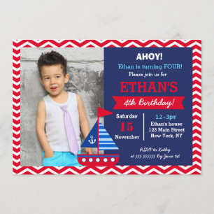 Invitations nautiques de fête d'anniversaire