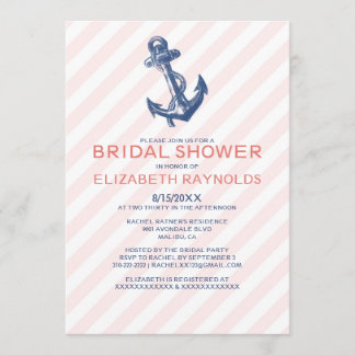 Invitations nautiques de Fête de la mariée d'Ancre