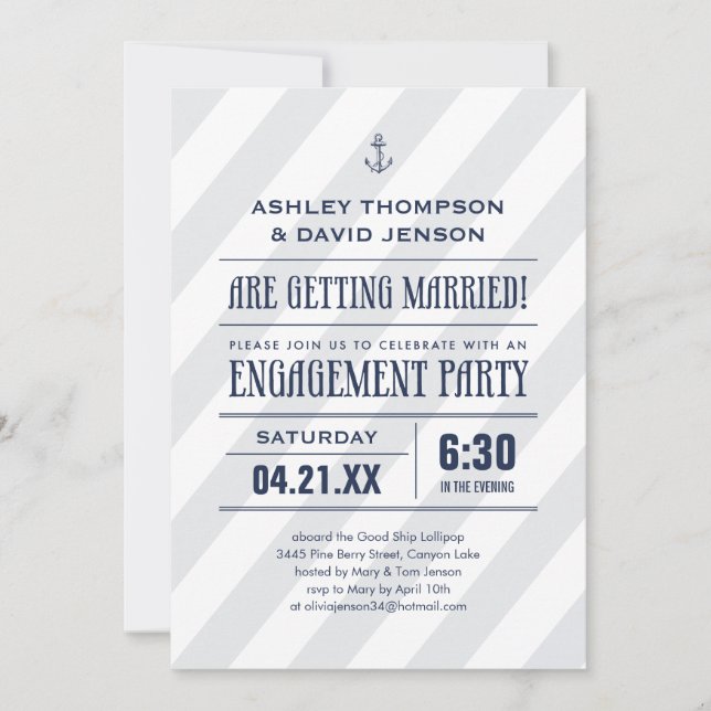 Invitations nautiques de partie de fiançailles (Devant)