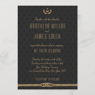 Invitations Noir Et Or Nautique Mariage