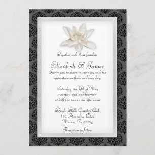 Invitations noires de mariage damassé