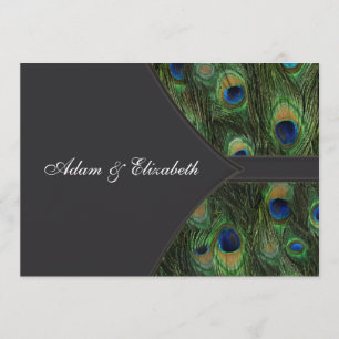Invitations noires de mariage Peacock