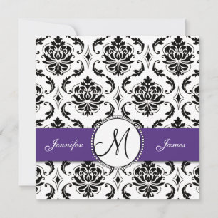 Invitations noires de mariage pourpre foncé