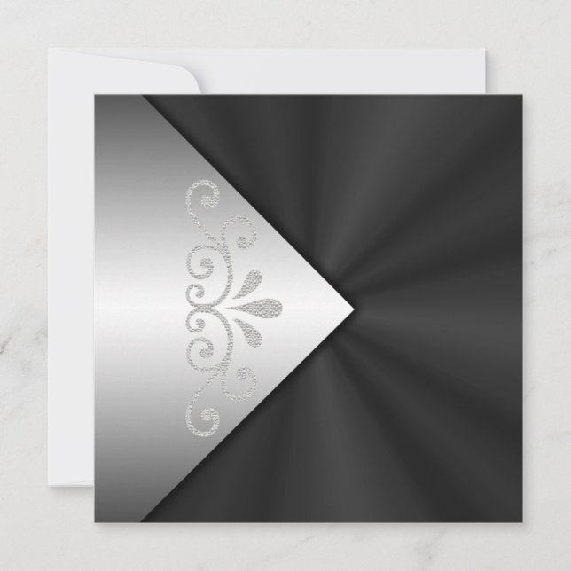 Invitations noires élégantes de mariage de perle (Devant)