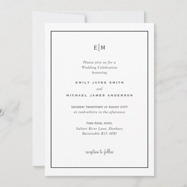 Invitations noires et blanches classiques de maria (Devant)