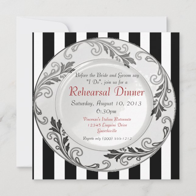 Invitations noires et blanches de dîner de (Devant)