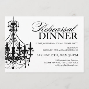 Invitations noires et blanches de dîner de