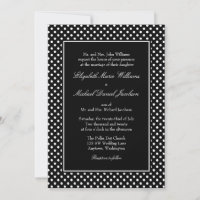 Invitations noires et blanches de mariage Polka