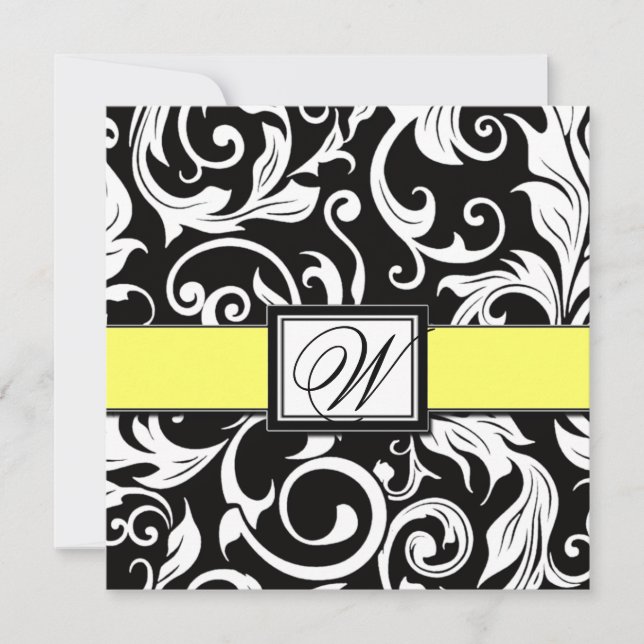 Invitations noires et jaunes de monogramme de (Devant)