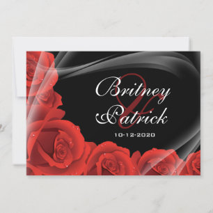 Invitations noires et rouges aux mariages élégants