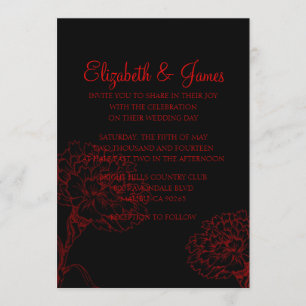 Invitations noires et rouges modernes faites sur