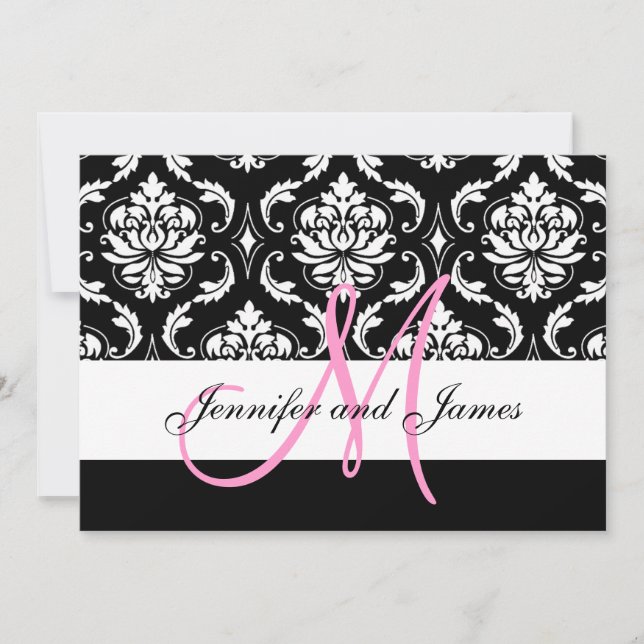 Invitations noires personnalisées de mariage (Devant)
